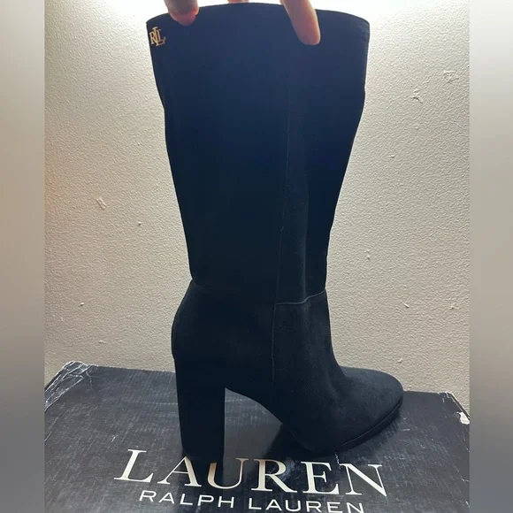 Ralph Lauren Black Heeled Boots with Pointed Toe - Picture 4 of 11